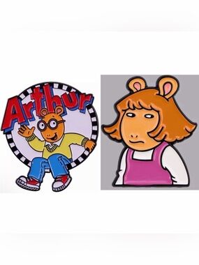 Arthur Character Enamel Pin Set - Orange, Pink